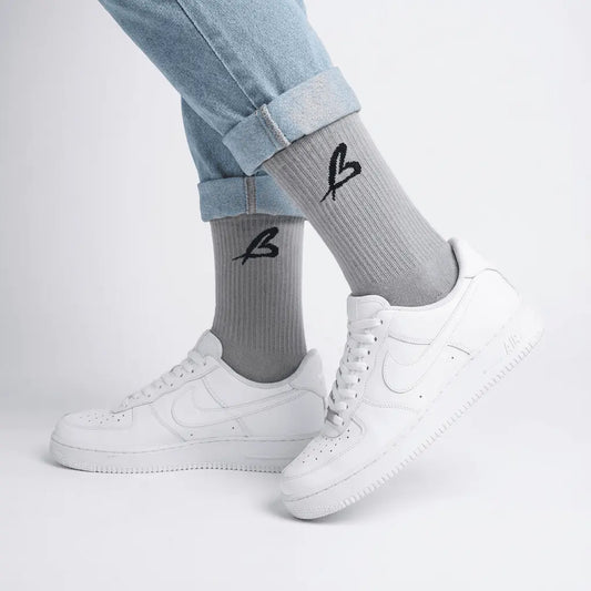 Premium Crew socks in grey - By Baettage Baettage socks Baettage Crew Socks, comfortable crew socks, everyday socks, fashion socks, grey socks, men's socks, stylish socks BAETTAGE CLOTHING