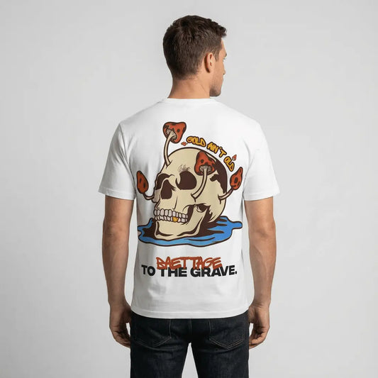 Baettage White Skull Design Short Sleeve T-Shirt Baettage Short sleeve t-shirt cotton, summer, t-shirt, tee, Vintage, white BAETTAGE CLOTHING