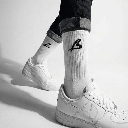 Premium Crew socks in white - By Baettage Baettage socks Baettage Crew Socks, Casual Footwear, Comfortable Socks, Everyday Socks, Stylish Socks, White Crew Socks BAETTAGE CLOTHING