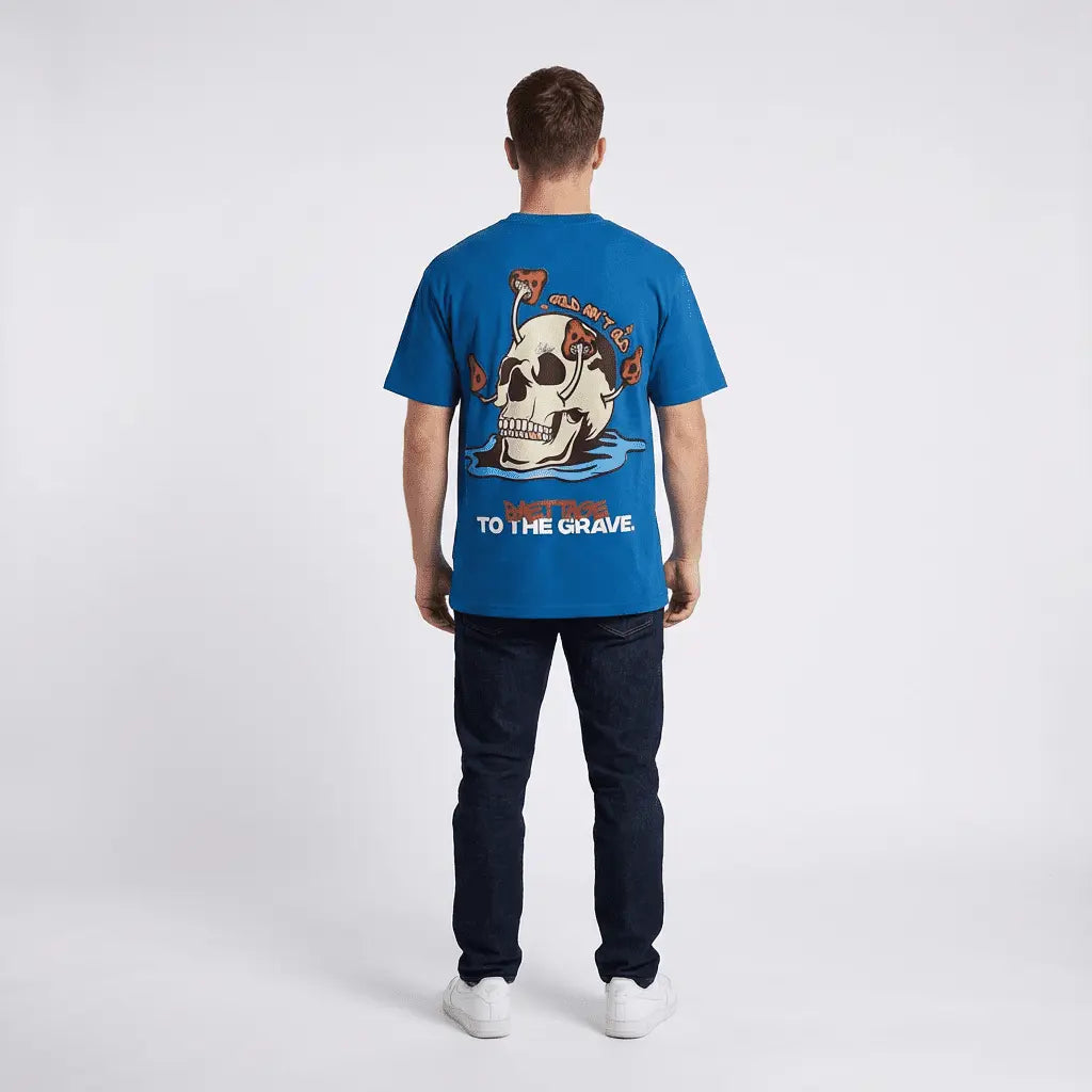 Baettage Blue Skull Design Short Sleeve T-shirt Baettage Short sleeve t-shirt blue, cotton, summer, t-shirt, tee, Vintage BAETTAGE CLOTHING