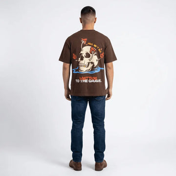 Baettage Brown Skull Design Short Sleeve T-Shirt Baettage Short sleeve t-shirt brown, cotton, summer, t-shirt, tee, Vintage BAETTAGE CLOTHING