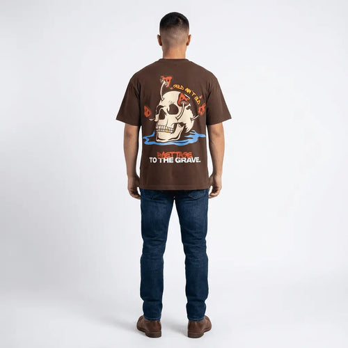 Baettage Brown Skull Design Short Sleeve T-Shirt Baettage Short sleeve t-shirt brown, cotton, summer, t-shirt, tee, Vintage BAETTAGE CLOTHING