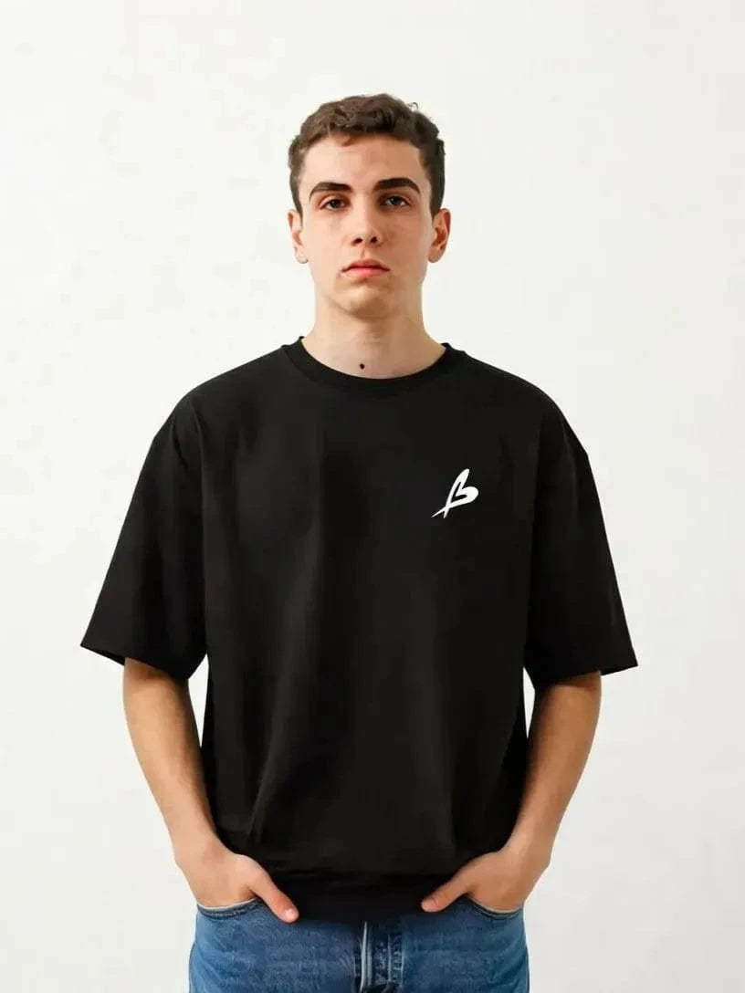 Baettage Heavywheight Hoodie Baettage Black Skull Design Short Sleeve T-Shirt