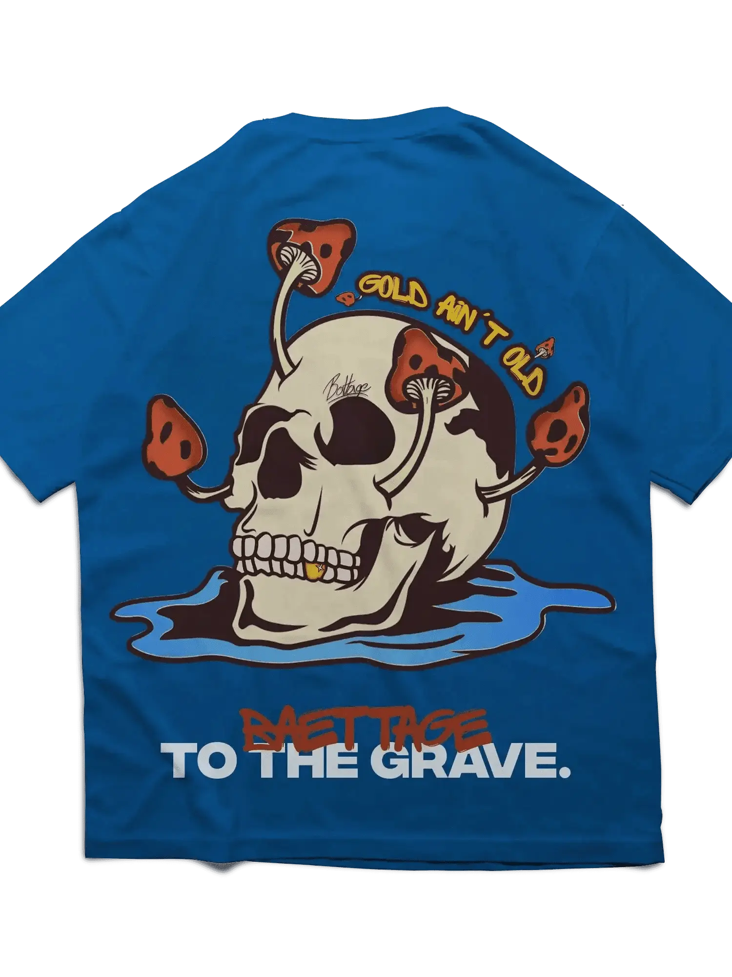 Baettage Blue Skull Design Short Sleeve T-shirt Baettage Short sleeve t-shirt blue, cotton, summer, t-shirt, tee, Vintage BAETTAGE CLOTHING