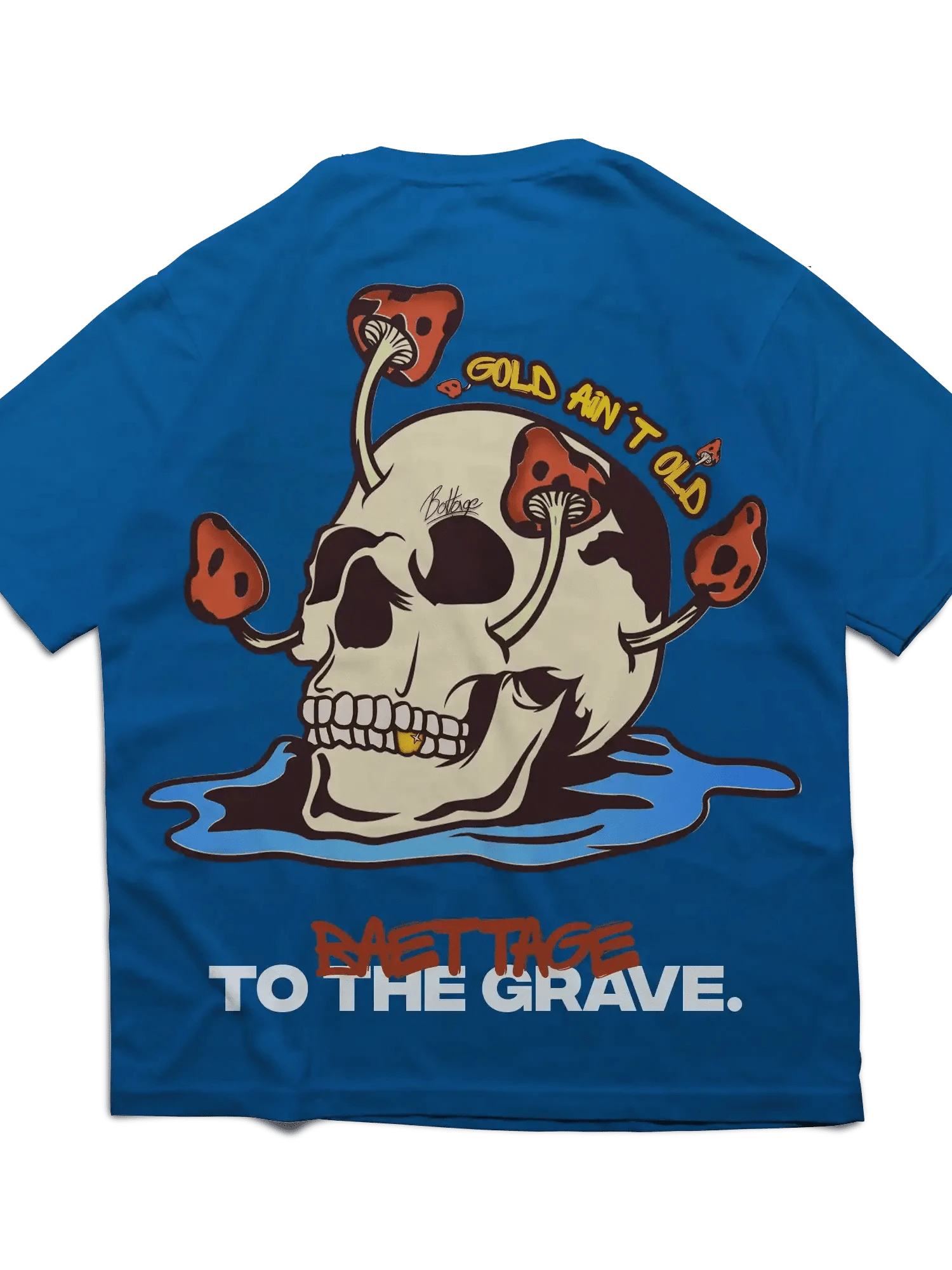 Baettage Short sleeve t-shirt Baettage Blue Skull Design Short Sleeve T-shirt