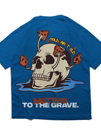 Baettage Blue Skull Design Short Sleeve T-shirt Baettage Short sleeve t-shirt blue, cotton, summer, t-shirt, tee, Vintage BAETTAGE CLOTHING