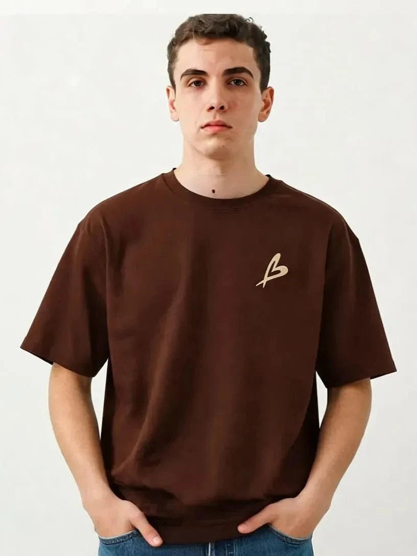 Baettage Short sleeve t-shirt Baettage Brown Skull Design Short Sleeve T-Shirt