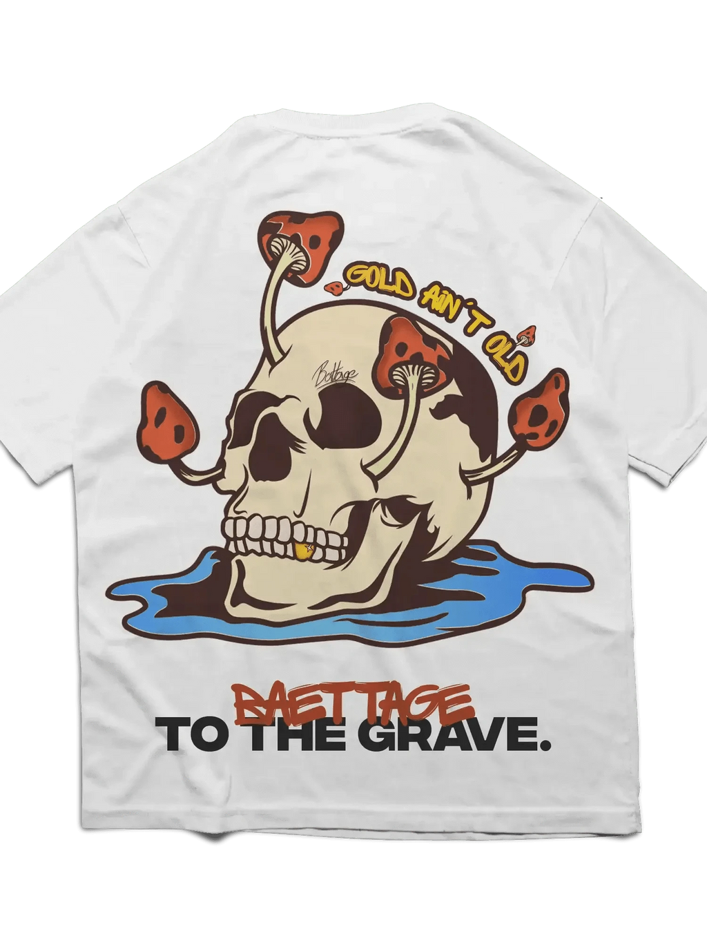 Baettage Short sleeve t-shirt Baettage White Short Sleeve Skull Design T-Shirt