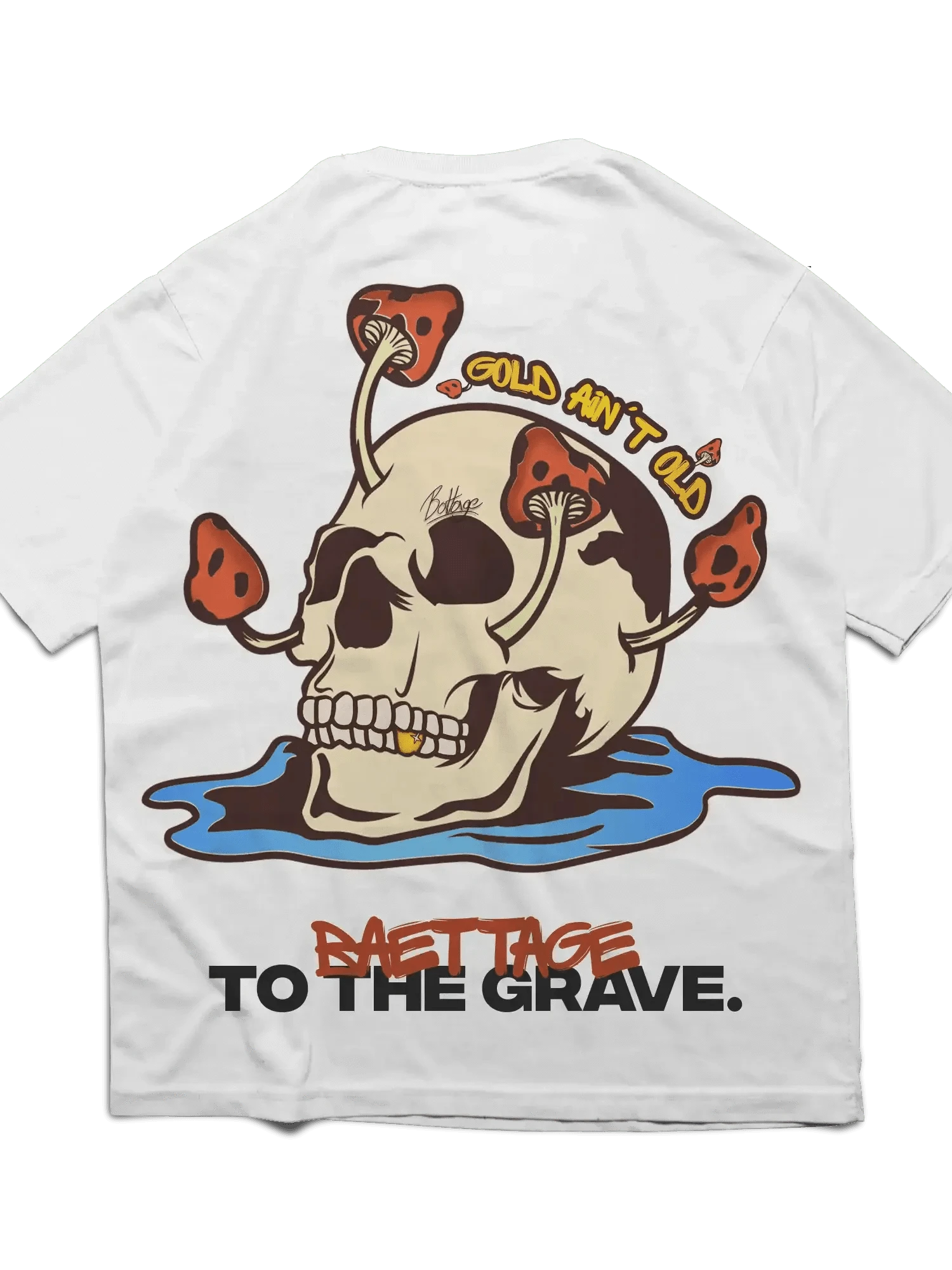 Baettage Short sleeve t-shirt Baettage White Short Sleeve Skull Design T-Shirt