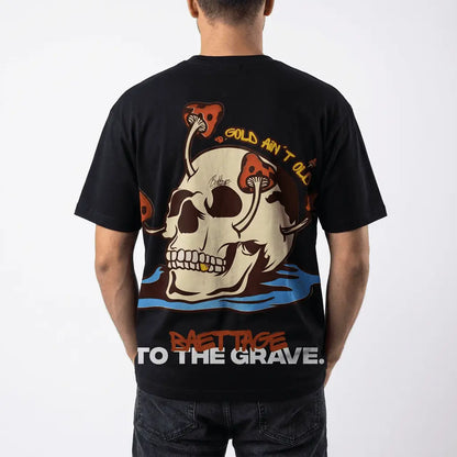 Baettage Black Skull Design Short Sleeve T-Shirt Baettage Heavywheight Hoodie baettage, best blank t-shirts for clothing, black, cotton, graphics, streetwear, streetwear clothing, streetwear streetwear design, streetwear t shirt design, summer, t-shirt, t-shirt design, tee, Vintage BAETTAGE CLOTHING