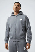 Infinity Grey Zipper Hoodie - By Baettage Baettage zip hoodie infinity BAETTAGE