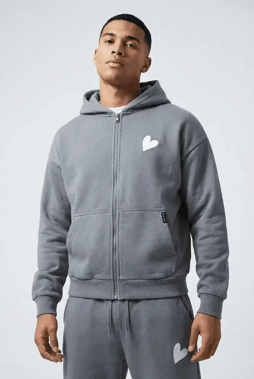Infinity Grey Zipper Hoodie - By Baettage Baettage zip hoodie infinity BAETTAGE