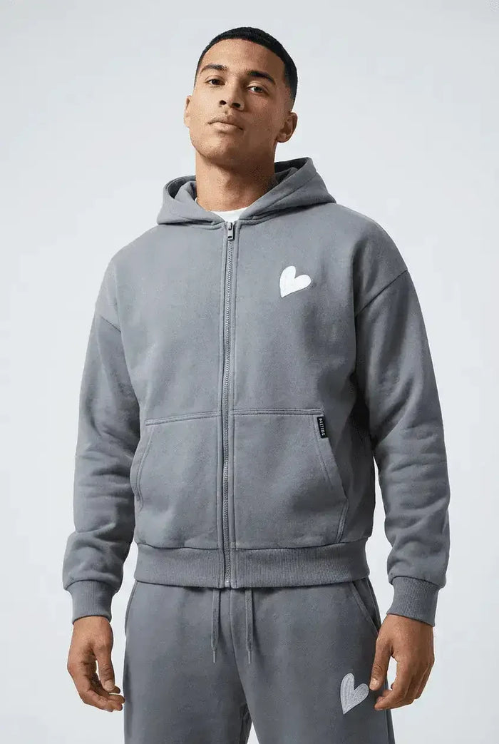 Infinity Grey Zipper Hoodie - By Baettage Baettage zip hoodie infinity BAETTAGE