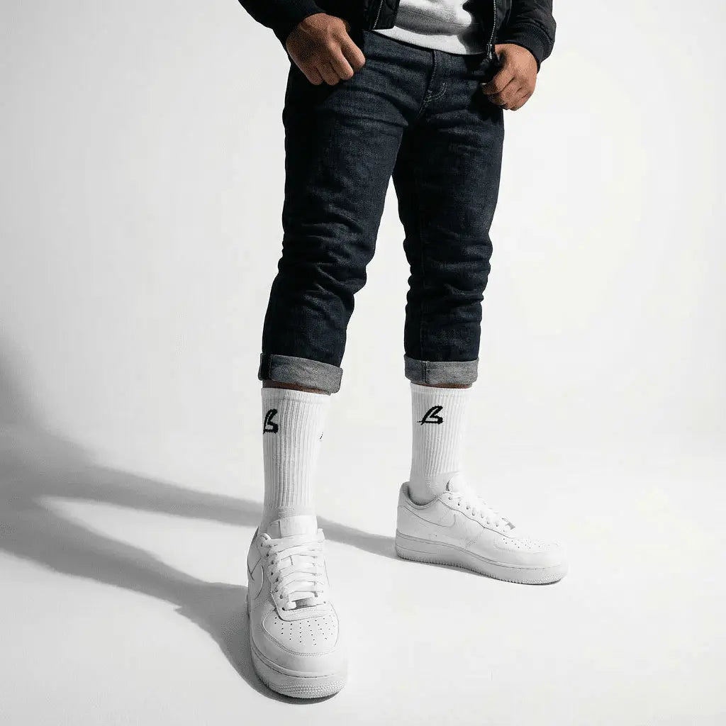 Premium Crew socks in white - By Baettage Baettage socks Baettage Crew Socks, Casual Footwear, Comfortable Socks, Everyday Socks, Stylish Socks, White Crew Socks BAETTAGE CLOTHING